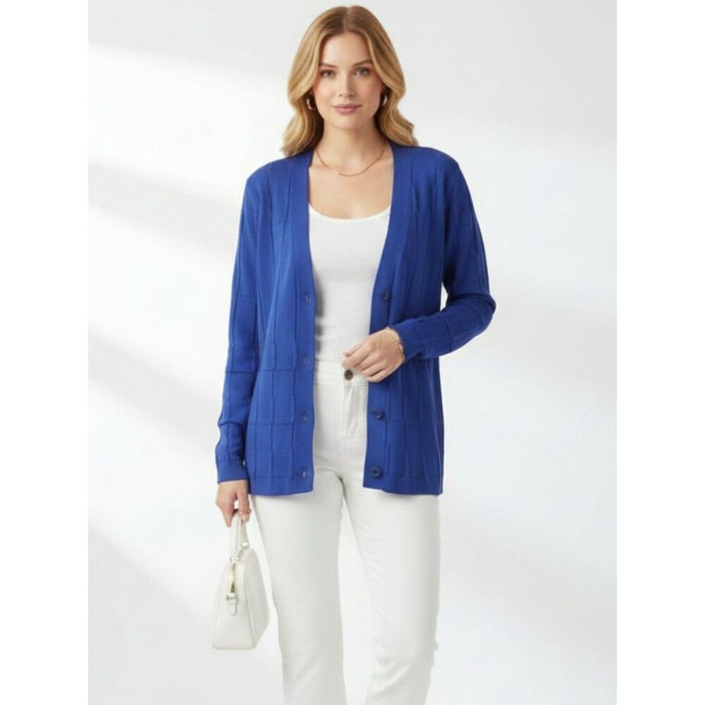 Emporio Armani Blue Long Sleeve Button Front Cardigan Sweater 46 XL